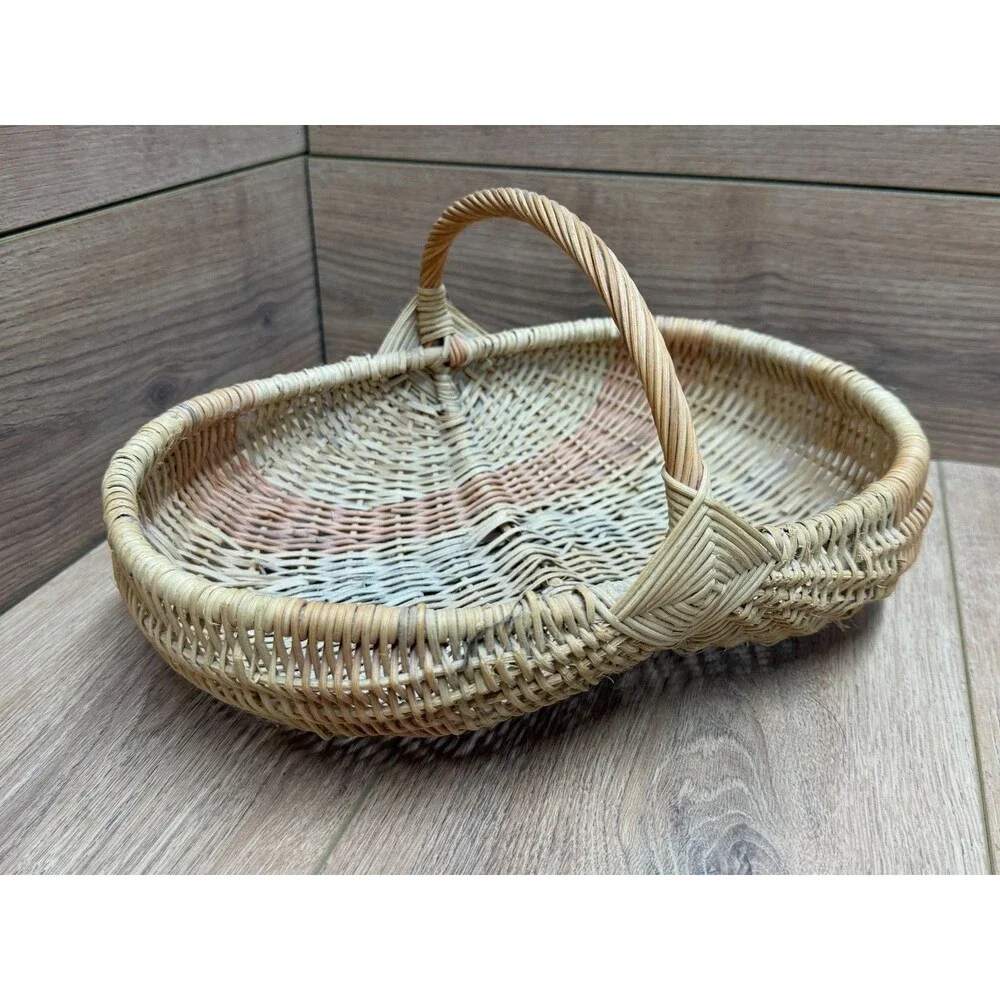 Vintage Rattan Wicker Buttocks Butt Egg Basket 12